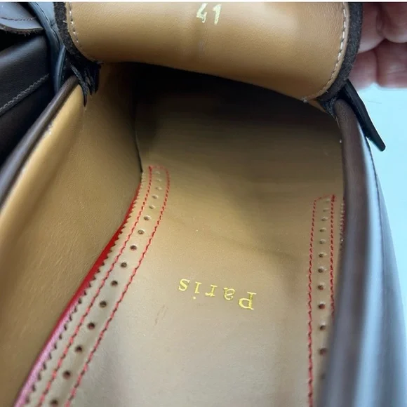 Men’s Christian Louboutin Urbino moc Leather logo Loafers size 41 made in Italy
